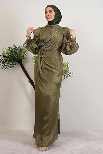 GİYZAMİLA Umay Tesettür Abiye Haki