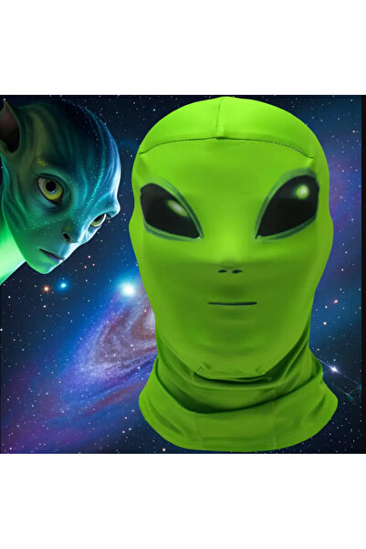 BABUN Yeşil Komik Uzaylı Parti Balo Şaka Korkunç Korkutucu Likralı Kumaş Sürp...