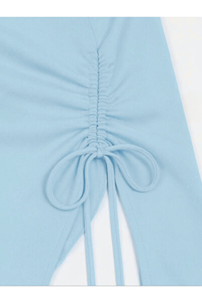 MOONBULL Жіноча асиметрична блуза з боковими збірками, довгими рукавами та іспанськими рукавами