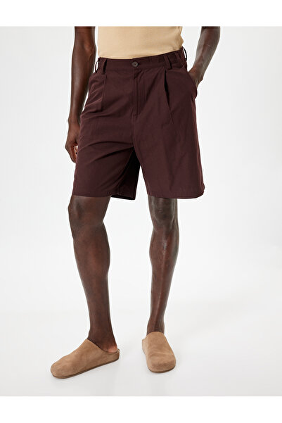 Koton Fabric Shorts Oversized Pleated Chino Buttoned Pocket Detail