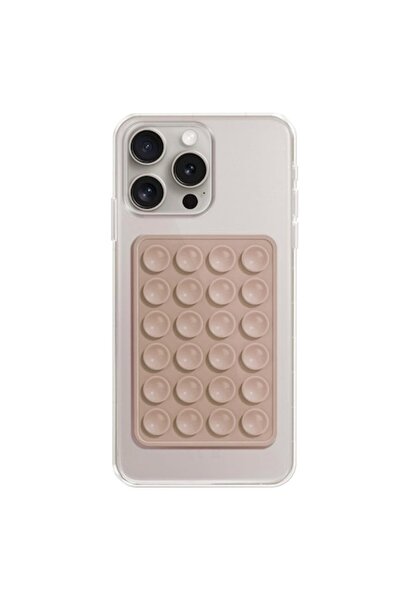 Stef's Cat Support with Suction Cups for Phone, Rectangular, O76, Silicone, Light Brown