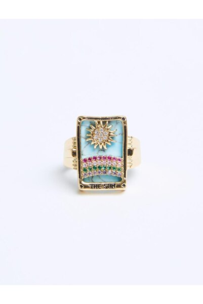 Jimmy Key Lacivert Kare Formlu Güneş Figürlü Yüzük