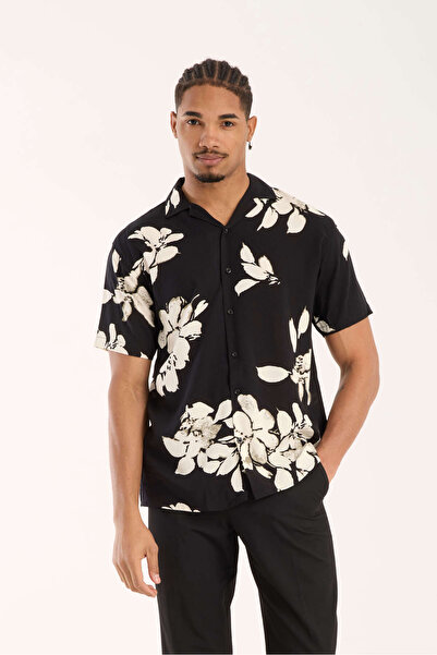 İLKCET MODA Ανδρικό πουκάμισο oversize με έθνικ σχέδιο