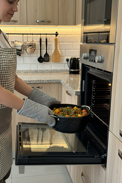 FİTHOME 20 cm Small Size Cast Granite Non-Stick Oven-Safe Cooking Pot