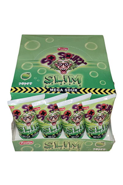 Prestige Mega Sour Tube Gum, Green Apple Flavor, 30gr x 20 pieces
