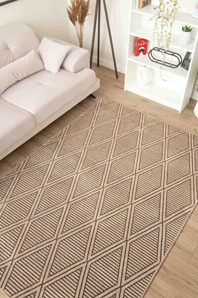 Lorente Home Moreno Viskon Dokuma Halı Kaymaz Taban Yıkanabilir Bej Antrasit ...