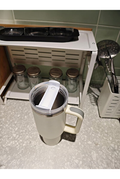 Stanley Quencher 40 oz 1.18 Lt Compatible Thermos Lid with Straw - Cream Lid Quencher Lid