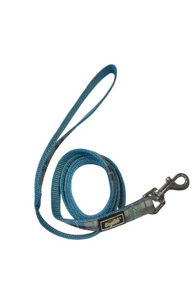 Doglife Turquoise Plaid Dog Walking Collar 1.5 cm X 120 cm