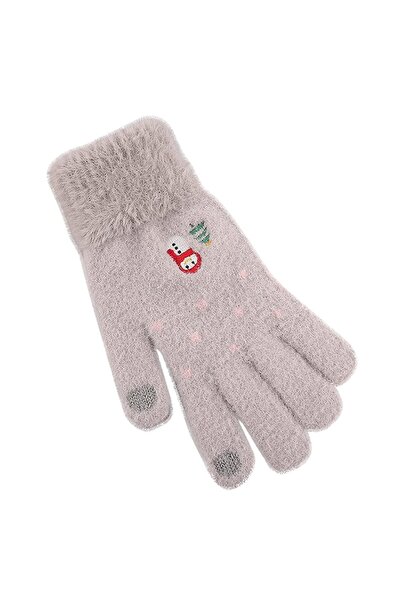 Stef's Cat Women's Gloves, 21cm, Mink Fur, Gray