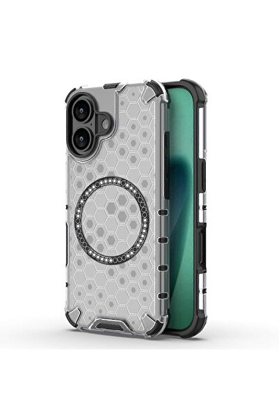 Stef's Cat Transparent case for iPhone 17, HoneyComb Shield MagSafe, S56, Metal, White