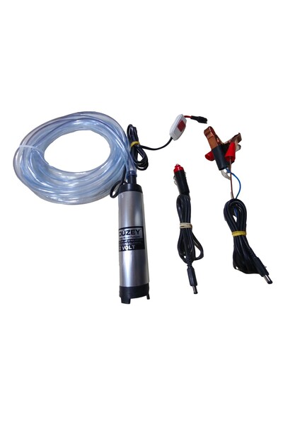 Düzey 12 VOLT SIVI AKTARMA POMPASI ÇİFT GİRİŞLİ ( AKÜ VEYA ÇAKMAKLIK GİRİŞLİ) HORTUMLU SET