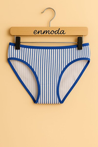 enmodaiçgiyim Σετ 6 τεμαχίων με ριγέ βαμβακερά ελαστικά γυναικεία εσώρουχα σε διάφορα χρώματα – Αναπνεύσιμα, πολύχρωμα, μέγεθος M/L