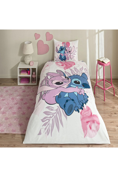 Taç Lisanslı Lilo & Stitch Tek Kişilik Pamuk Nevresim Takımı