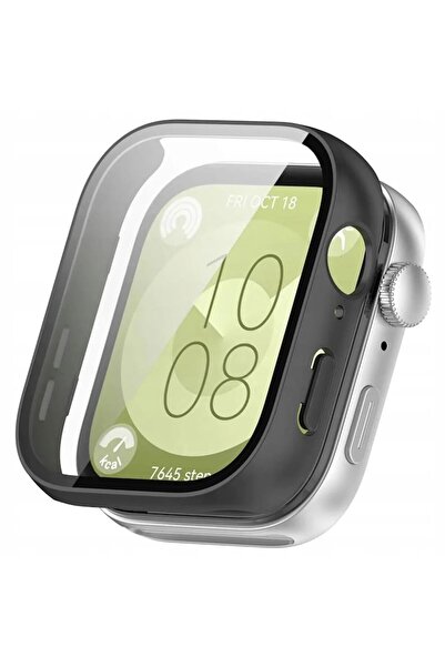 Stef's Cat Case for Huawei Watch Fit 3 + Screen Protector, L10, Polycarbonate, Black