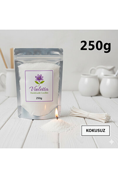violleta Beyaz - Koksuz Toz Mum Parafini ve Fitili Seti (inci tozu mum) (250g)