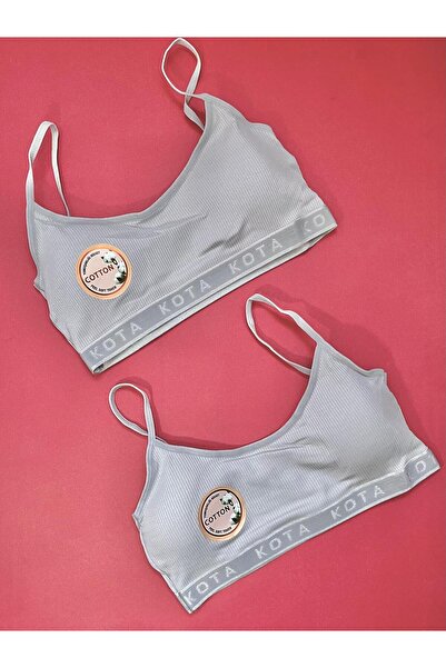 VELOURE Women's 2-Piece Crop Thin Strap Tank Top - with Blouse Pad and Bra in Gray Color (M=70/75,L=80/85, Xl=90/95)