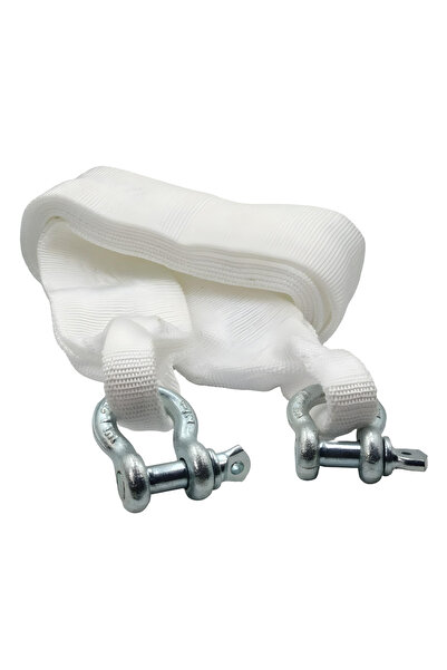 3XR حبل سحب بطول 5 أمتار - حزام مسطح من النايلون بسعة 10 أطنان مع قيدين مقوسي...