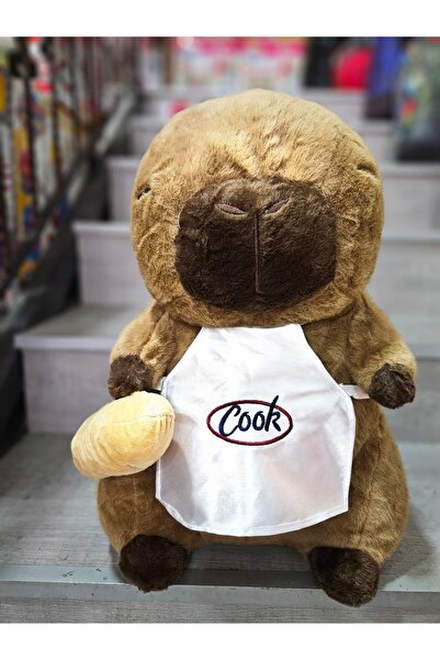 Online Capybara Peluş 50 Cm Kahverengi Önlüklü Kapibara Sevimli Uyku Arkadaşı Büyük Boy