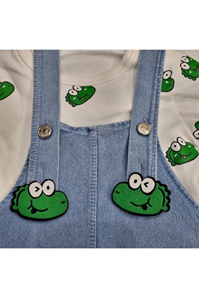 Uğur bebe Baby Romper Frog Patterned Long Sleeve 100% Cotton Suspender Salopet Baby Boy Gardener Outfit