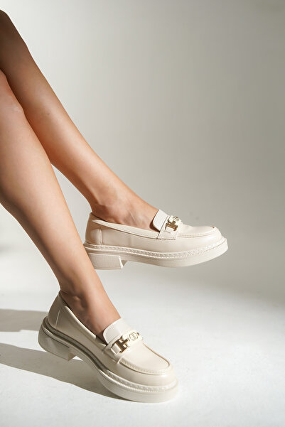 HVZ Exclusive Bej Kadın Loafer Günlük Rahat Ayakkabı , Okul, Kolej Lise Ayakkabısı Makosen