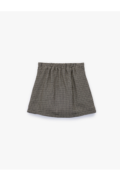 Koton Bow Detailed Cotton A-Line Plaid Skirt
