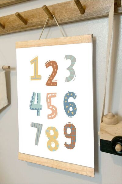 Piksel Grafik Αφίσα καμβά με κρεμαστά αριθμούς - Αφίσα εικόνας για παιδικό δω...