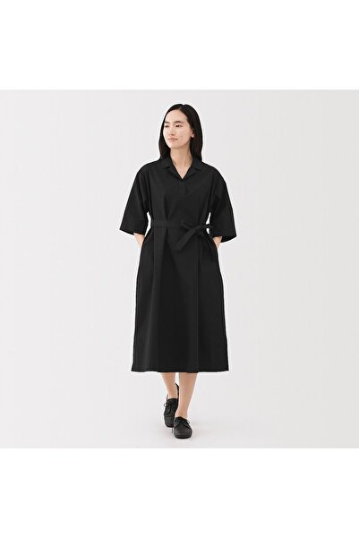 Muji Quick Dry Broadcloth 3/4 Sleeve Dress