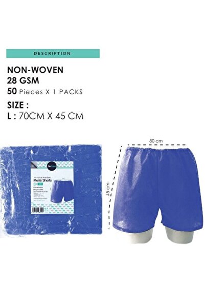 Go Care Non-Woven Disposable Men's Shorts, 50 Pieces, 70 x 45 cm, 28 GSM, Blue
