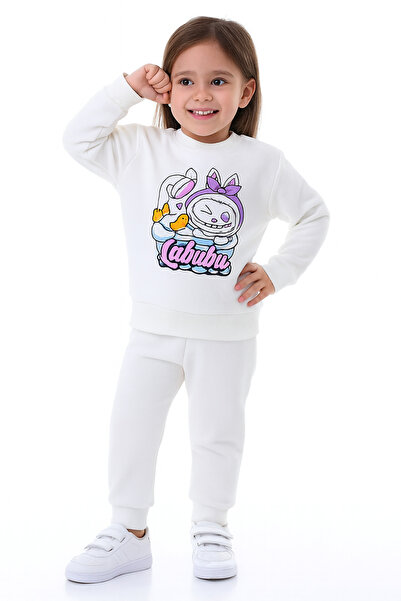 Kyex Labubu Girls' Seasonal Cotton Sweatshirt Set