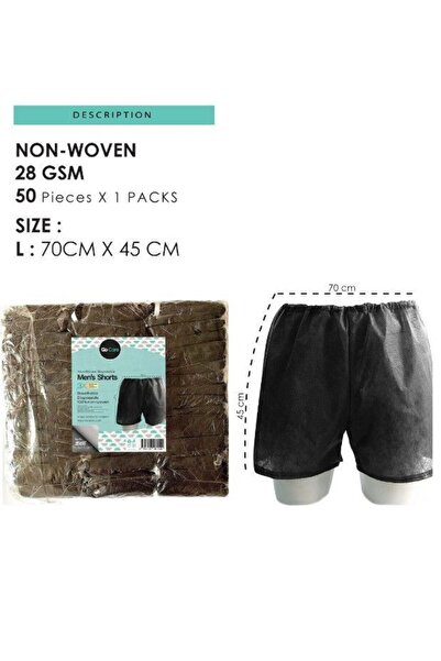 Go Care Non-Woven Disposable Men's Shorts, 50 Pieces, 70 x 45 cm, 28 GSM, Black