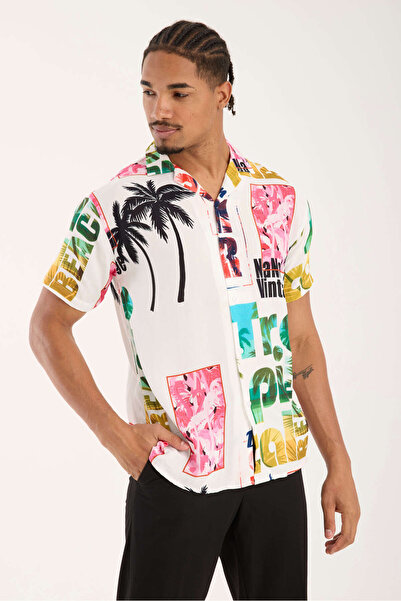 İLKCET MODA Cămașă oversize pentru bărbați cu modele etnice