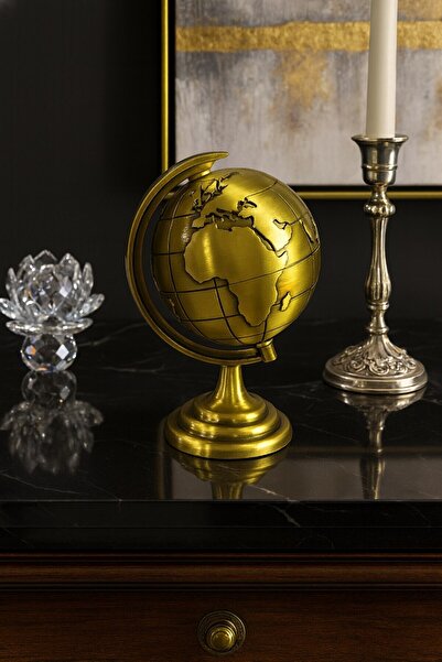 Kesene Ofisinize Masaüstü Dekorasyonu Gold Metal Dünya Küresi Masaüstü Süs Of...