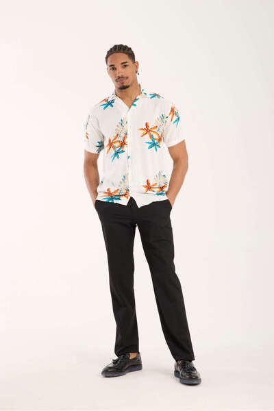 İLKCET MODA Cămașă oversize pentru bărbați cu modele etnice