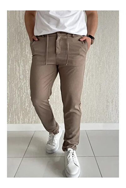 Ersa Mink Waist Lace up Zippered Men's Jogger Pants
