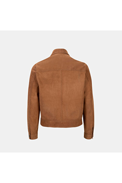 Desa Men's Tan Shirt Collar Suede Jacket