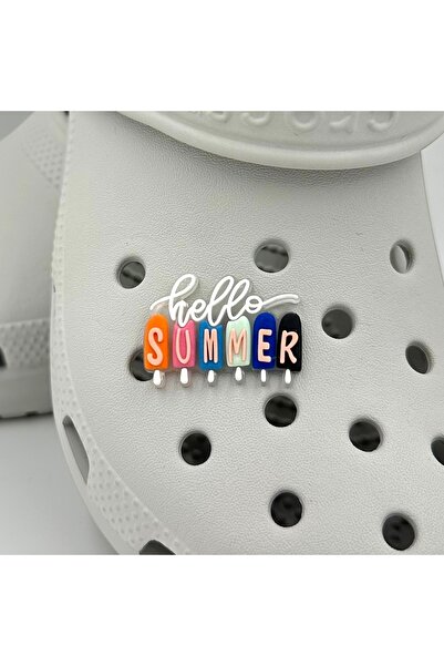 Crocs Terlik Süsü ve Aksesuarı , Çanta Süsü – Jibbitz 3D Hello Summer Logo Ak...