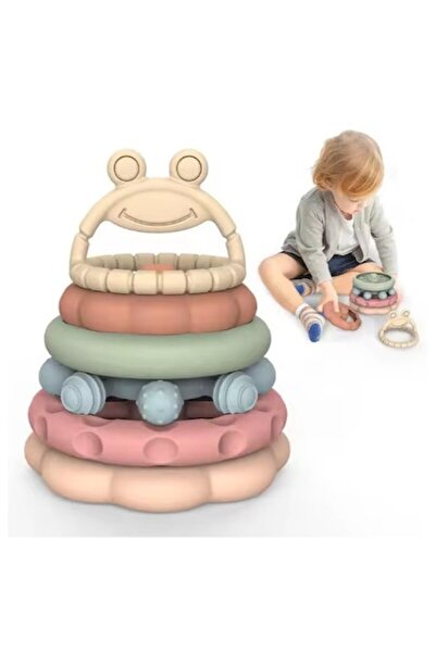 OEM Jucărie interactivă pentru bebeluși, inele de stivuit și de dentiție, 6+ luni, multicolor, 6 piese