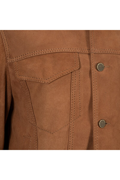 Desa Men's Tan Shirt Collar Suede Jacket