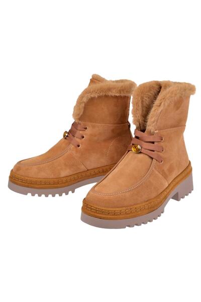 Guja Hakiki Deri Süet Kadın Bot GJ-25K433 TABA SÜET