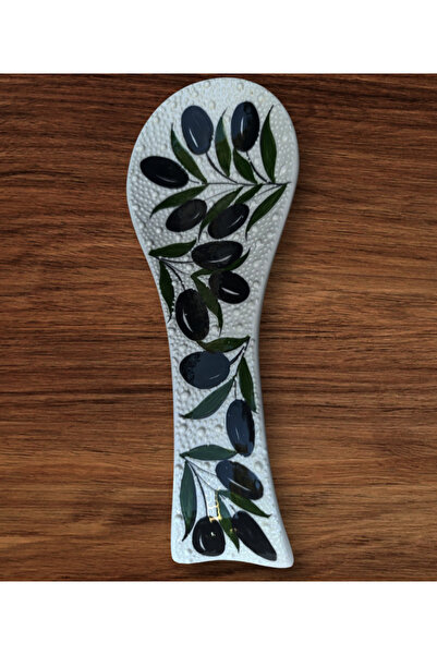 shop El Yapımı Zeytin Dalı Noktalı Seramik Kaşıklık Kaşık Altlığı