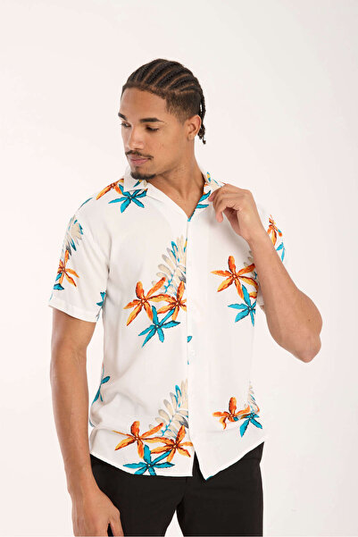 İLKCET MODA Cămașă oversize pentru bărbați cu modele etnice