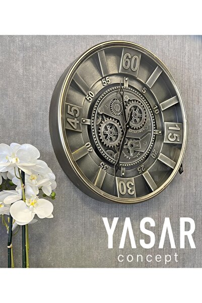 YASAR CONCEPT Gearion Metal Çarklı Duvar Saati 60 Cm