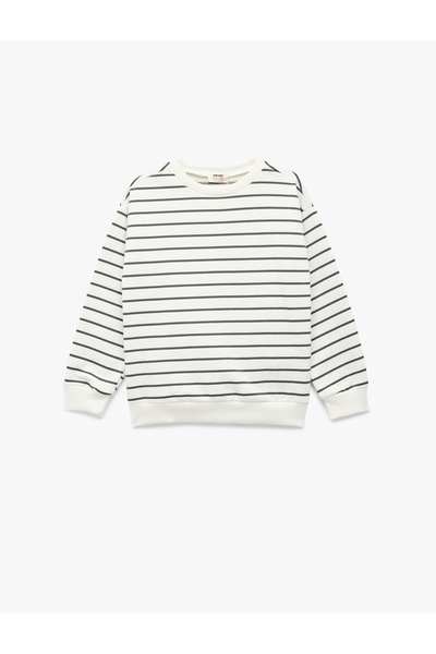 Koton Uzun Kollu Bisiklet Yaka Pamuklu Şardonlu Oversize Sweatshirt