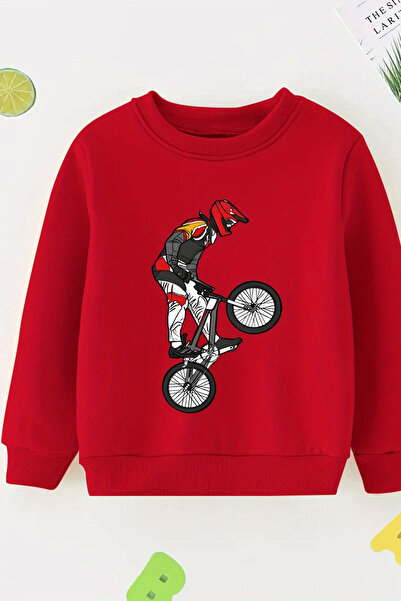 MYADA Φούτερ με στάμπα ποδηλάτης με 3 κλωστές Premium Crew Neck 24503