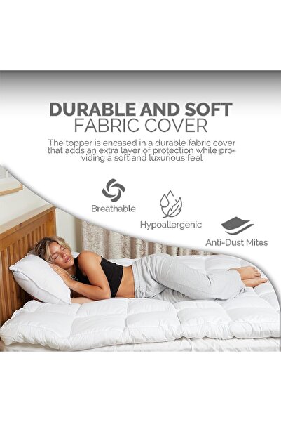 AL SAHIR GARMENT INDUSTRY L.L.C DORMICO Comfortable Mattress Topper, Fluffy Soft Topper Comfortable Breathable Foam Noiseless 550 GS