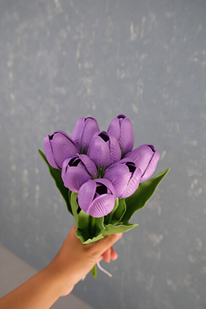 Uğur Gelin Buketi Mor 8’li Lale Demet