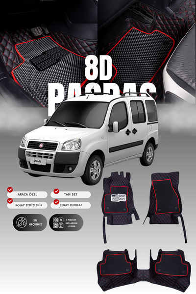 stiloto Fiat Doblo (2000-2009) 8D Deri Havuzlu Oto Paspas | Tam Koruma,Araca ...
