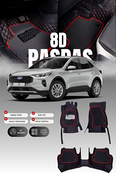 stiloto Ford Kuga (2020 ve sonrası) 8D Deri Havuzlu Oto Paspas | Tam Koruma,A...