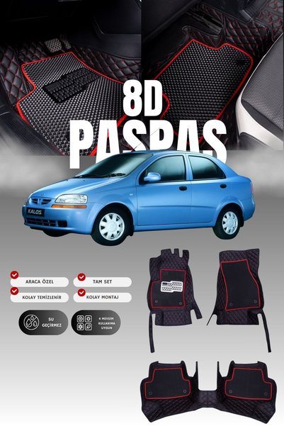 stiloto Chevrolet Kalos (2002-2008) 8D Deri Havuzlu Oto Paspas | Tam Koruma,A...