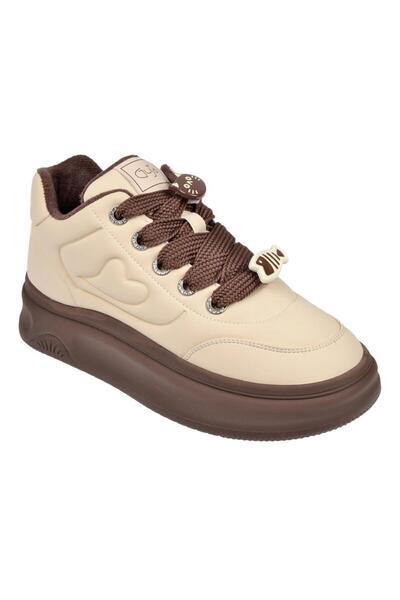 Guja İçi Polar Kadın Spor Ayakkabı Sneaker GJ-25K421 BEJ